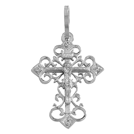 Крест, серебро, фианит, 85015